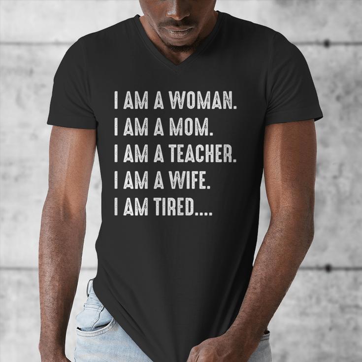 Woman Mom Teacher Wife TIRED T Shirt Cute Mom Teacher Shirts Men's V-Neck T-Shirt, Couple Gifts, funny design