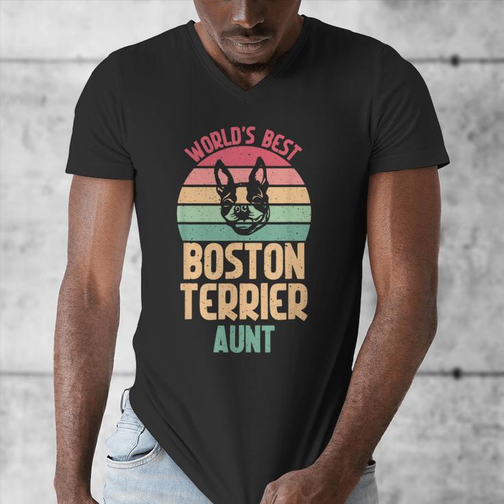 Worlds Best Boston Terrier Aunt Men's V-Neck T-Shirt, funny design