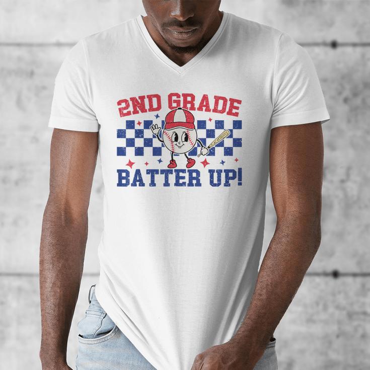 2nd Grade Batter Up Back To School Baseball Teacher Kids Men's V-Neck T-Shirt, 2nd Grade Teacher Gifts, funny design