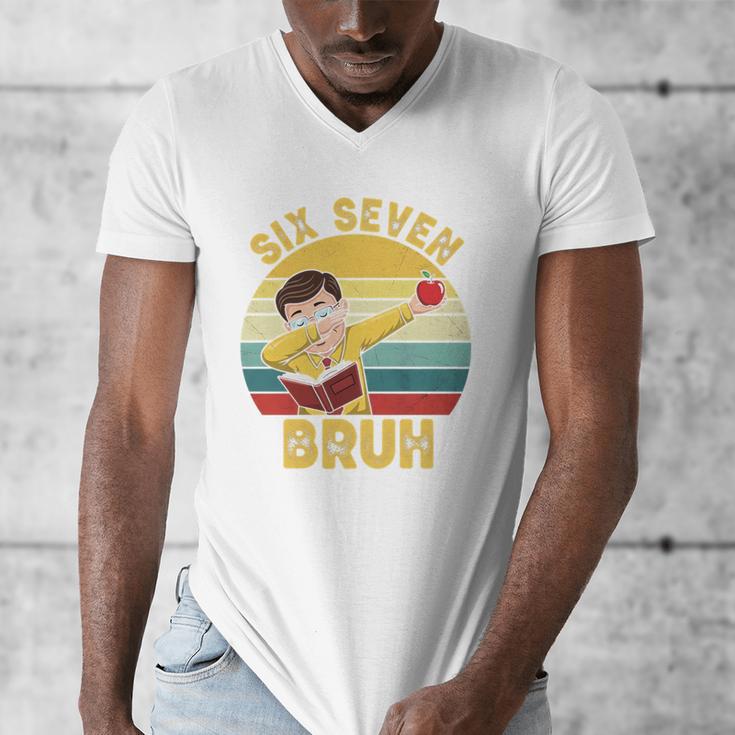 67 Meme Six Seven Bruh Retro Dabbing Teacher School Men's V-Neck T-Shirt, funny design 67 Meme Six Seven Bruh Retro Dabbing Teacher School Men's V-Neck T-Shirt, funny design