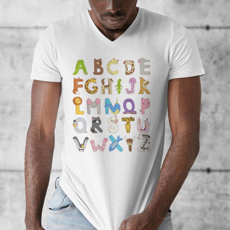 ABC Animals Alphabet Graphic Boys Girls Kindergarten Teacher Men's V-Neck T-Shirt, funny design ABC Animals Alphabet Graphic Boys Girls Kindergarten Teacher Men's V-Neck T-Shirt, funny design