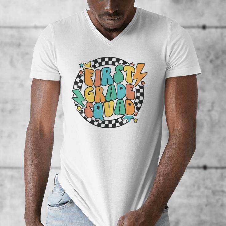 Back To School Groovy Teacher 1st First Grade Crew Squad Men's V-Neck T-Shirt, Groovy Teacher Gifts, First Grade Teacher Gifts, funny design Back To School Groovy Teacher 1st First Grade Crew Squad Men's V-Neck T-Shirt, Groovy Teacher Gifts, First Grade Teacher Gifts, funny design