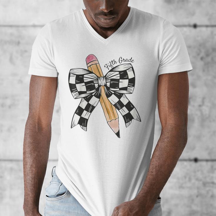 Back To School Hello Fifth Grade Teacher Coquette Pencil Bow Men's V-Neck T-Shirt, funny design Back To School Hello Fifth Grade Teacher Coquette Pencil Bow Men's V-Neck T-Shirt, funny design