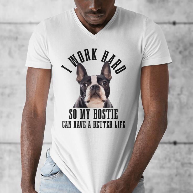 Bostie Mama Dog Dad Boston Terrier For Men Women Men's V-Neck T-Shirt, Couple Gifts, Boston Terrier Dad Gifts, funny design