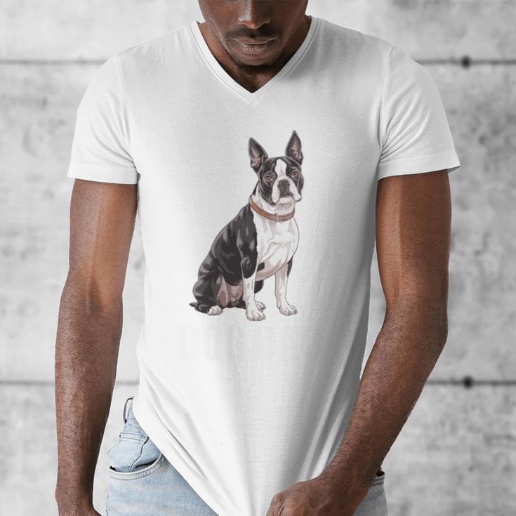 Boston Terrier Dog Dad Boston Terrier Dog Lovers Men's V-Neck T-Shirt, Couple Gifts, Boston Terrier Dad Gifts, funny design
