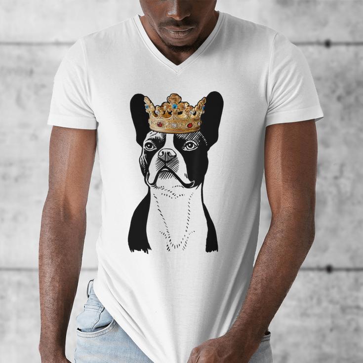 Boston Terrier Dog Wearing Crown For Men Women Girls Kids Men's V-Neck T-Shirt, funny design