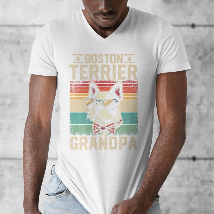 Boston Terrier Grandpa Dog Lover Father's Day Premium Men's V-Neck T-Shirt, funny design