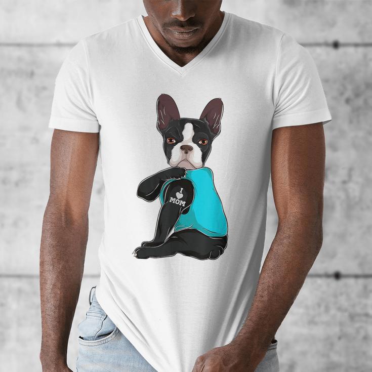 Boston Terrier I Love Mom Apparel Men's V-Neck T-Shirt, Couple Gifts, Mom Gifts, Boston Terrier Mom Gifts, funny design