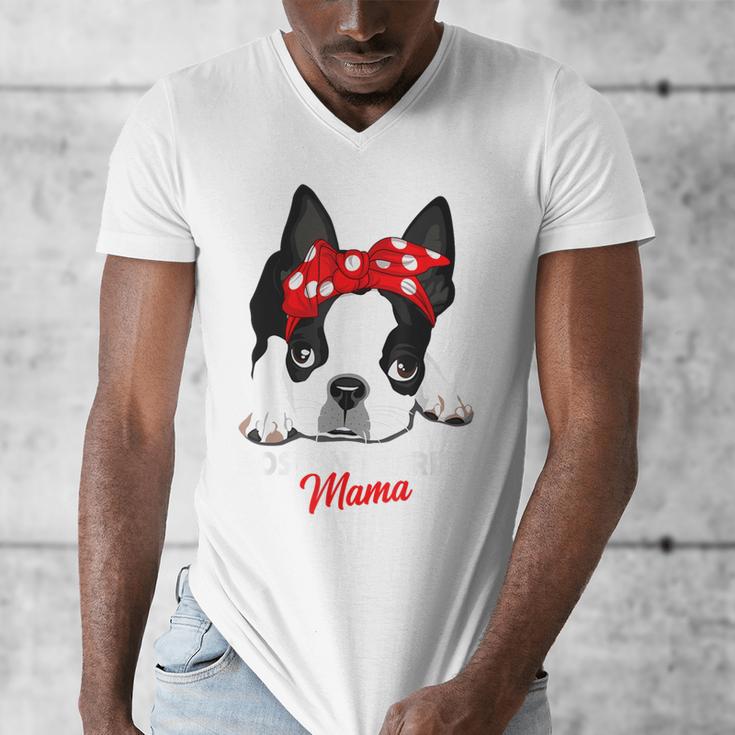 Boston Terrier Mum Dog Woman Idea Men's V-Neck T-Shirt, funny design