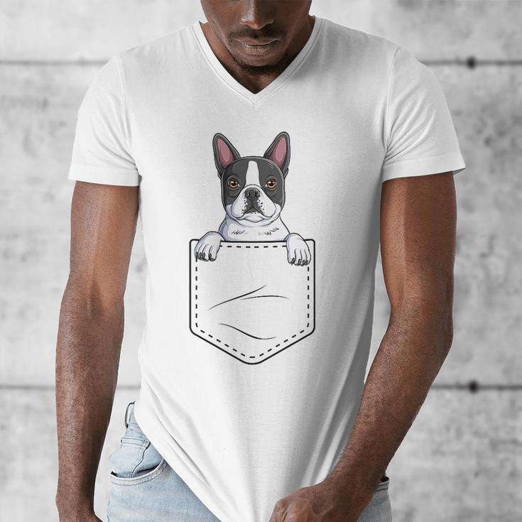 Boston Terrier In The Pocket Cute Boston Terrier Dog Lovers Men Women Girls Kids Men's V-Neck T-Shirt, funny design