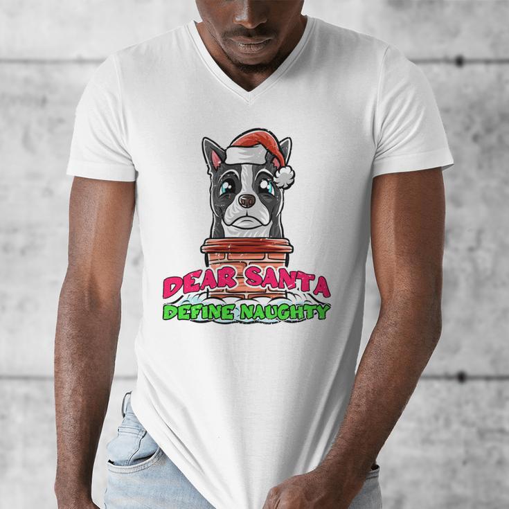 Boston Terrier Santa Claus Christmas Dog Men's V-Neck T-Shirt, Boston Terrier Christmas Gifts, funny design