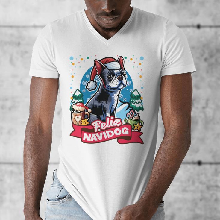 Boston Terrier Santa Claus Coffee Mug Merry Christmas Dogs Men's V-Neck T-Shirt, Boston Terrier Christmas Gifts, funny design
