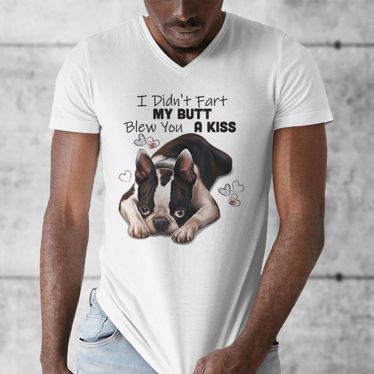 Boston Terrier Shirt I Didn't Fart My Butt Blew You A Kiss Men's V-Neck T-Shirt, funny design