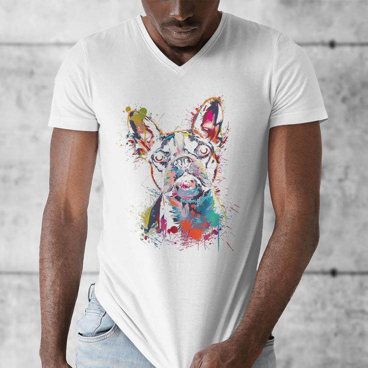Boston Terrier Splash Men's V-Neck T-Shirt, funny design