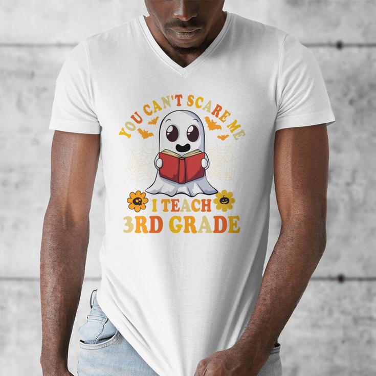 You Cant Scare Me I Teach 3rd Grade Teacher Halloween Men's V-Neck T-Shirt, funny design