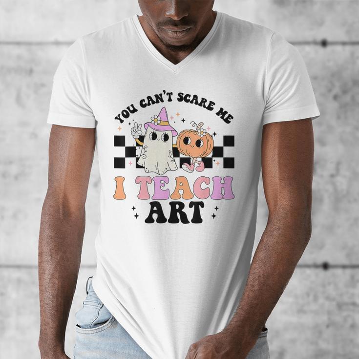 You Can't Scare Me I Teach Art Retro Teacher Ghost Halloween Men's V-Neck T-Shirt, funny design