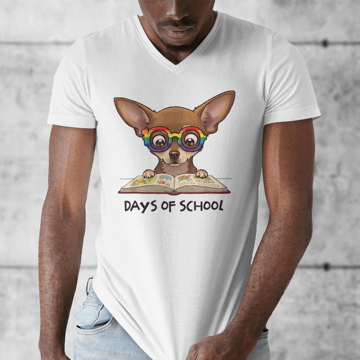 Chihuahua 100 Days Of School Rainbow Glasses Teacher Men's V-Neck T-Shirt, funny design Chihuahua 100 Days Of School Rainbow Glasses Teacher Men's V-Neck T-Shirt, funny design