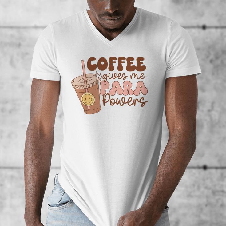 Coffee Gives Me Para Powers Parapro Teacher Squad Men's V-Neck T-Shirt, funny design Coffee Gives Me Para Powers Parapro Teacher Squad Men's V-Neck T-Shirt, funny design