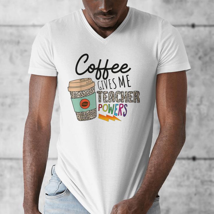 Coffee Gives Me Teacher Power Teacher Elementary Women Men's V-Neck T-Shirt, funny design Coffee Gives Me Teacher Power Teacher Elementary Women Men's V-Neck T-Shirt, funny design