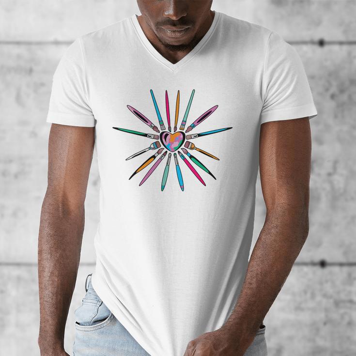 Cool Brush Heart Shape Art Teacher Paint For Artist Painter Men's V-Neck T-Shirt, funny design