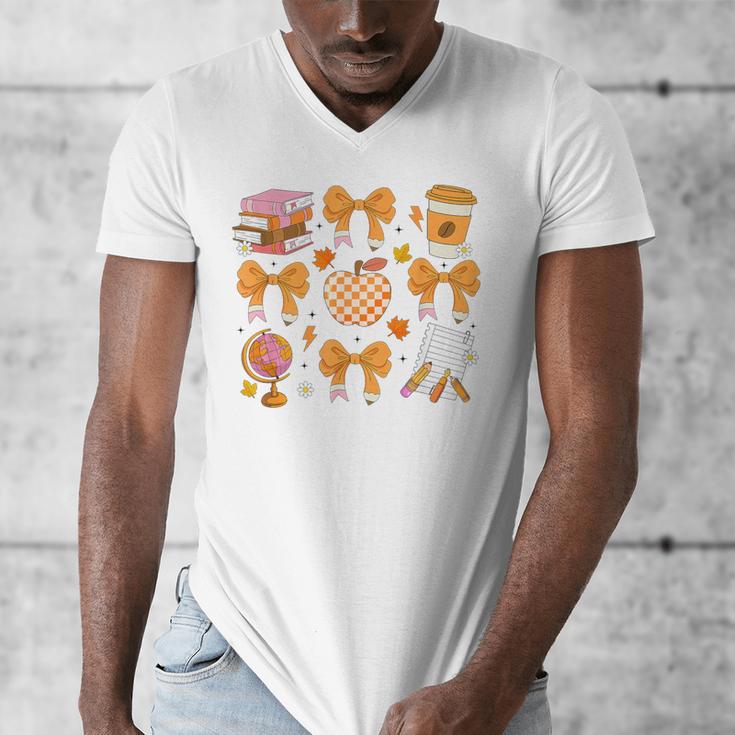 Coquette Bow Teacher Thanksgiving Fall Autumn Girls Women Men's V-Neck T-Shirt, funny design Coquette Bow Teacher Thanksgiving Fall Autumn Girls Women Men's V-Neck T-Shirt, funny design