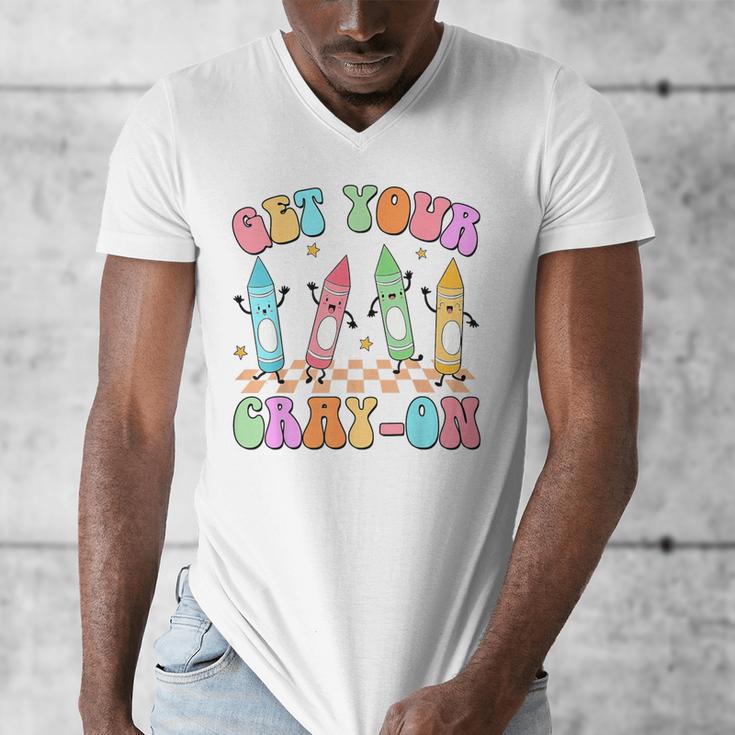 Get Your Cray-On Preschool Teacher Kindergarten Teacher Men's V-Neck T-Shirt, funny design Get Your Cray-On Preschool Teacher Kindergarten Teacher Men's V-Neck T-Shirt, funny design