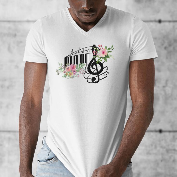 Cut Music Teacher Shirt With a Piano Keys Notes And Flowers Men's V-Neck T-Shirt, funny design Cut Music Teacher Shirt With a Piano Keys Notes And Flowers Men's V-Neck T-Shirt, funny design