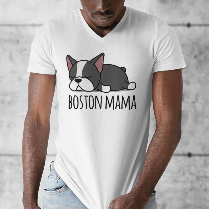 Cute Boston Terrier Boston Mama Men's V-Neck T-Shirt, funny design