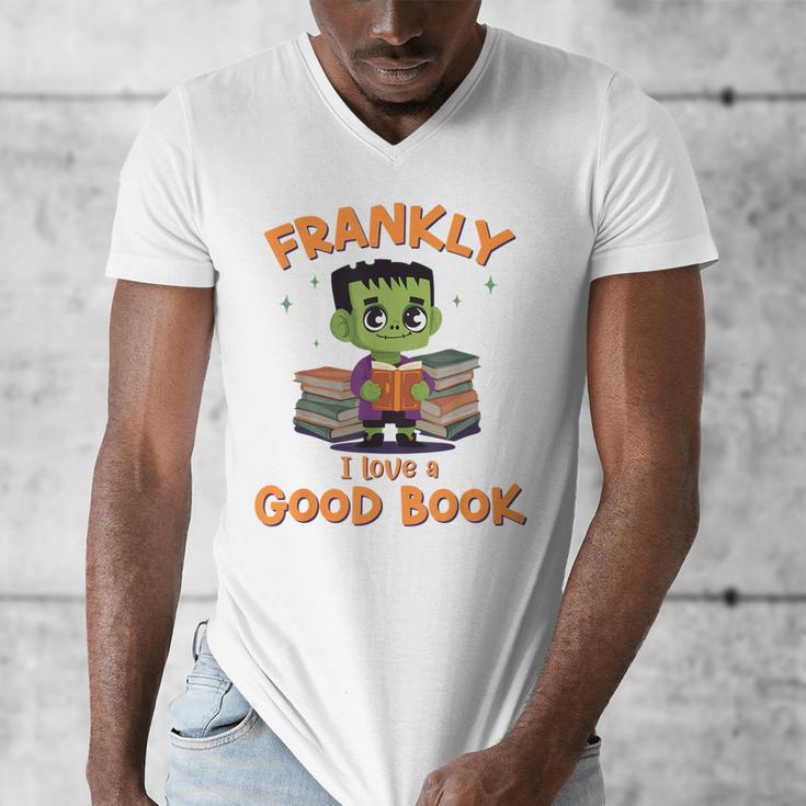 Cute Halloween Teacher Librarian Frankenstein Reading Books Men's V-Neck T-Shirt, funny design Cute Halloween Teacher Librarian Frankenstein Reading Books Men's V-Neck T-Shirt, funny design