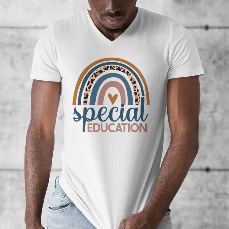 Cute Special Education Leopard Print SPED Teacher Idea Men's V-Neck T-Shirt, funny design