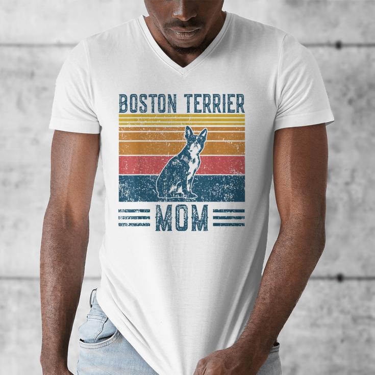 Dog Boston Terrier Mom Vintage Boston Terrier Mom Men's V-Neck T-Shirt, Couple Gifts, Mom Gifts, Boston Terrier Mom Gifts, funny design