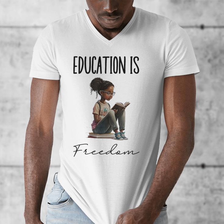 Education Is Freedom Teacher Books Black History Month Men's V-Neck T-Shirt, History Teacher Gifts, funny design Education Is Freedom Teacher Books Black History Month Men's V-Neck T-Shirt, History Teacher Gifts, funny design