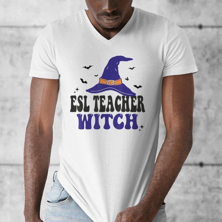 ESL Teacher Witch Halloween Matching Group Costume Men's V-Neck T-Shirt, Esl Teacher Gifts, funny design ESL Teacher Witch Halloween Matching Group Costume Men's V-Neck T-Shirt, Esl Teacher Gifts, funny design