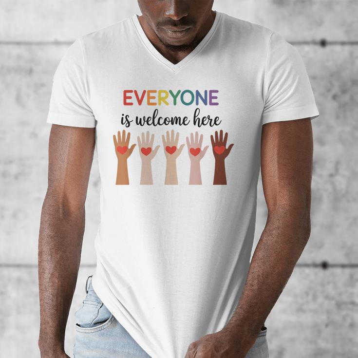 Everyone Is Welcome Here Idaho Teacher Men's V-Neck T-Shirt, funny design