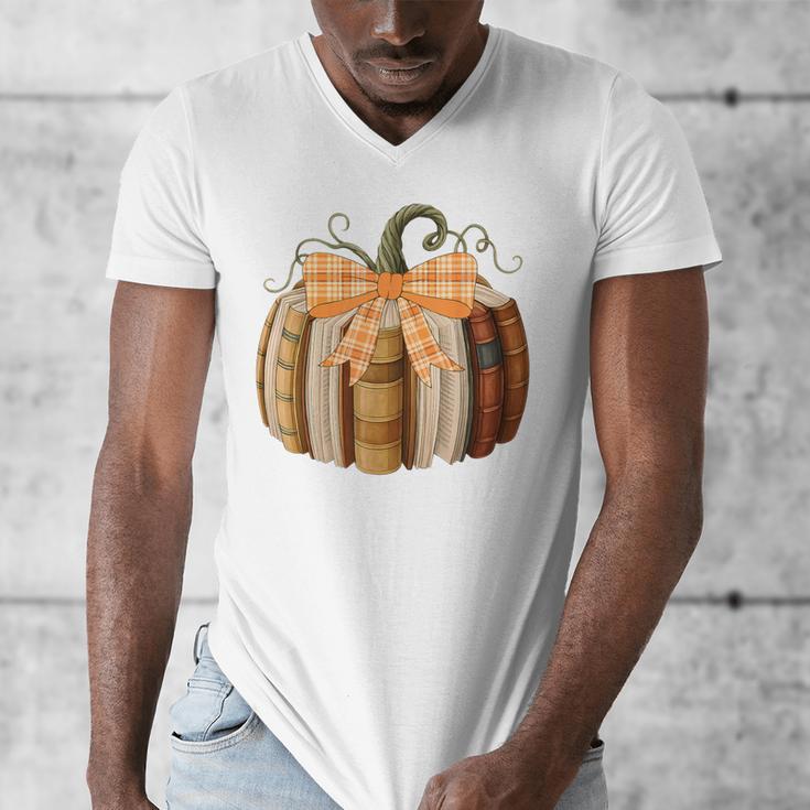Fall Book Pumpkin Halloween Teacher Librarian Thanksgiving Men's V-Neck T-Shirt, funny design Fall Book Pumpkin Halloween Teacher Librarian Thanksgiving Men's V-Neck T-Shirt, funny design