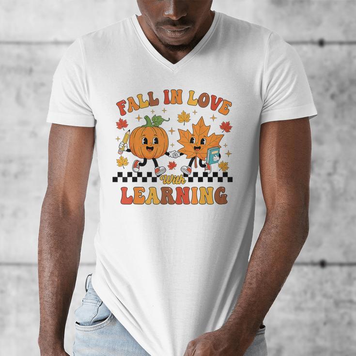 Fall In Love With Learning Teacher Student Autumn Pumpkin Men's V-Neck T-Shirt, funny design Fall In Love With Learning Teacher Student Autumn Pumpkin Men's V-Neck T-Shirt, funny design