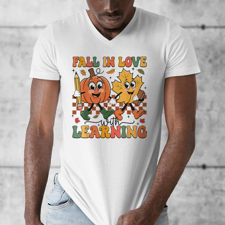 Fall In Love With Learning Thanksgiving Teacher Student Men's V-Neck T-Shirt, funny design Fall In Love With Learning Thanksgiving Teacher Student Men's V-Neck T-Shirt, funny design