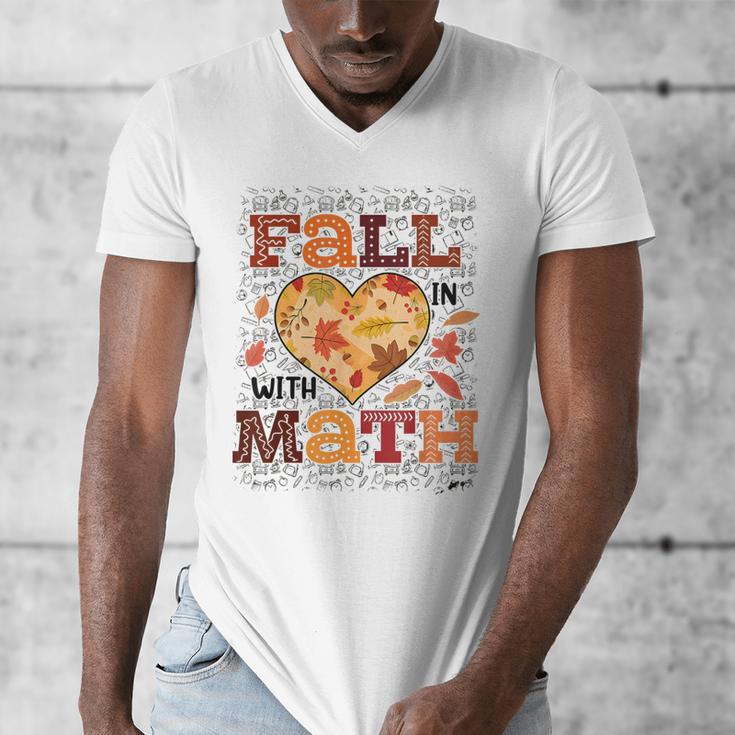 Fall Teacher Fall In Love With Math Math Thanksgiving For Men Women Men's V-Neck T-Shirt, funny design Fall Teacher Fall In Love With Math Math Thanksgiving For Men Women Men's V-Neck T-Shirt, funny design