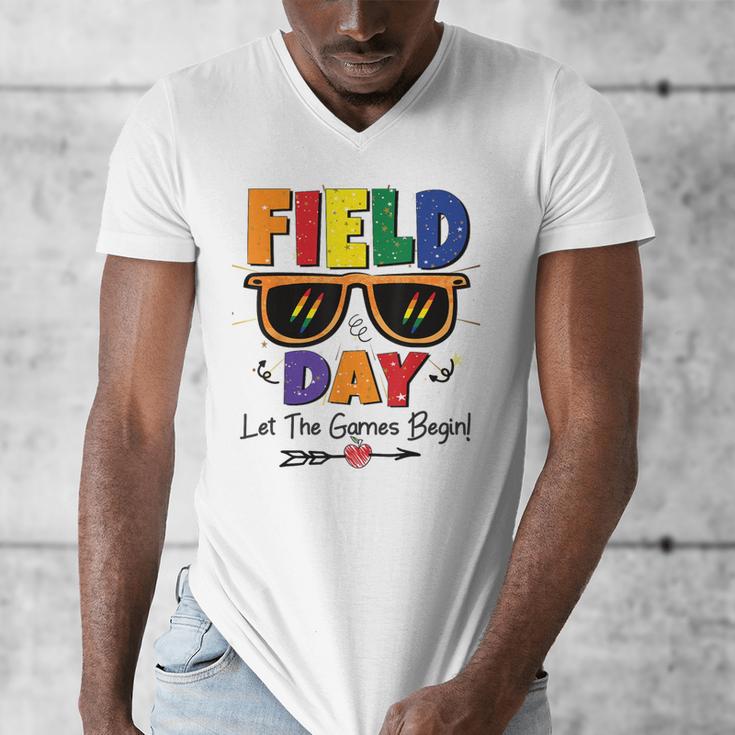 Field Day 2025 Let The Games Begin Kids Boys Girls Teachers Men's V-Neck T-Shirt, funny design