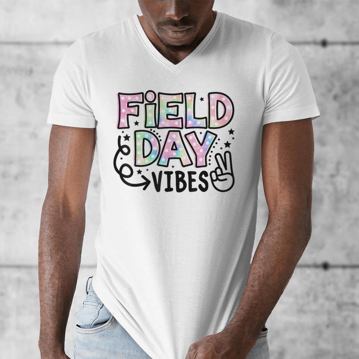 Field Day Vibes For Teacher Kids Happy Field Day 2025 Men's V-Neck T-Shirt, funny design Field Day Vibes For Teacher Kids Happy Field Day 2025 Men's V-Neck T-Shirt, funny design
