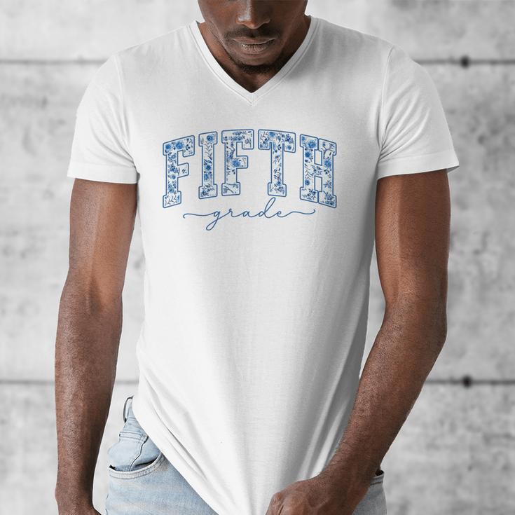 Fifth Grade Toile De Jouy Back To School Teachers Kids Men's V-Neck T-Shirt, funny design Fifth Grade Toile De Jouy Back To School Teachers Kids Men's V-Neck T-Shirt, funny design