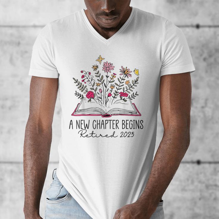 Floral Book a New Chapter Begins Retired Retirement Teacher Men's V-Neck T-Shirt, funny design Floral Book a New Chapter Begins Retired Retirement Teacher Men's V-Neck T-Shirt, funny design