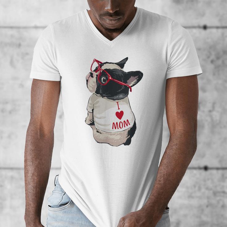 Girls I Heart Mom Love Mama Boston Terrier Dog Lover Men's V-Neck T-Shirt, Couple Gifts, Mom Gifts, Boston Terrier Mom Gifts, funny design