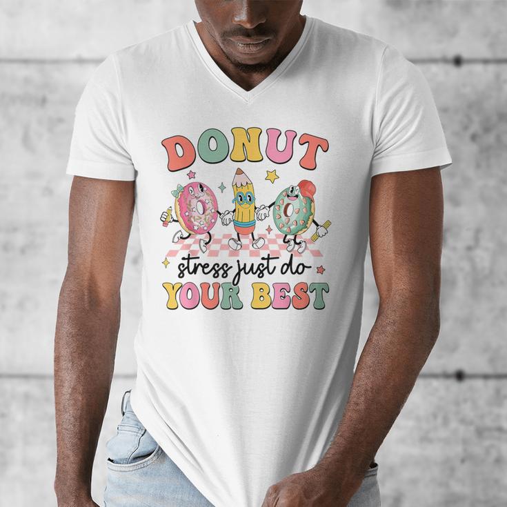 Groovy Donut Stress Just Do Your Best Testing Day Teachers Men's V-Neck T-Shirt, funny design Groovy Donut Stress Just Do Your Best Testing Day Teachers Men's V-Neck T-Shirt, funny design