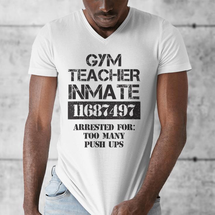 Halloween Gym Teacher Prisoner Costume Men's V-Neck T-Shirt, funny design Halloween Gym Teacher Prisoner Costume Men's V-Neck T-Shirt, funny design