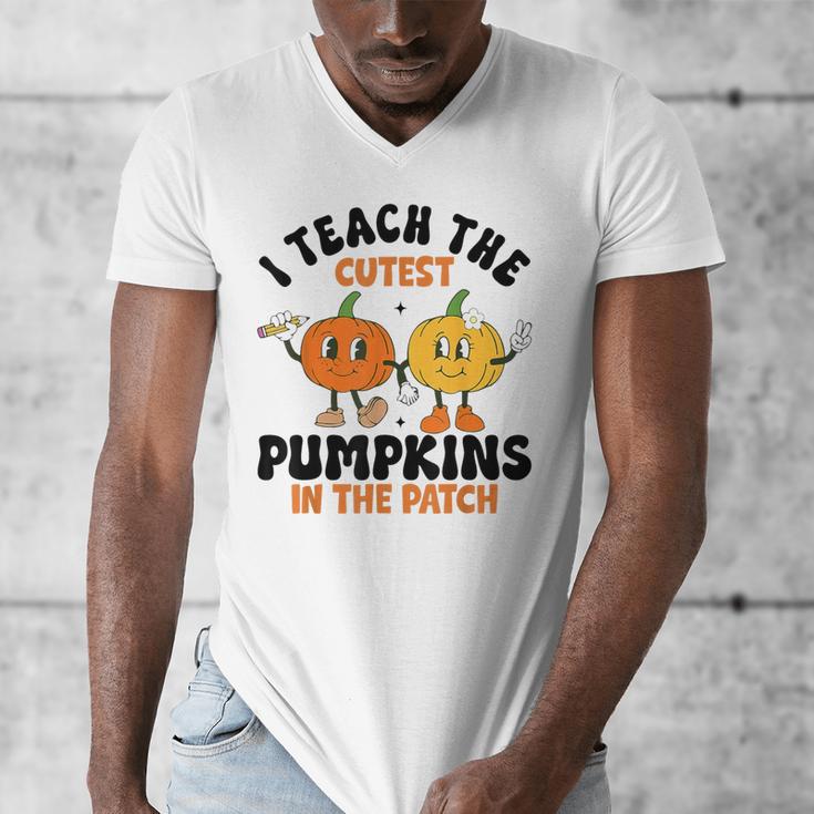 Halloween Teacher I Teach The Cutest Pumpkins In The Patch Men's V-Neck T-Shirt, funny design Halloween Teacher I Teach The Cutest Pumpkins In The Patch Men's V-Neck T-Shirt, funny design
