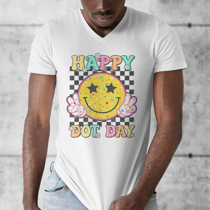 Happy Dot Day Hippie Flowers Smile Face Groovy Teacher Kids Men's V-Neck T-Shirt, Groovy Teacher Gifts, funny design Happy Dot Day Hippie Flowers Smile Face Groovy Teacher Kids Men's V-Neck T-Shirt, Groovy Teacher Gifts, funny design