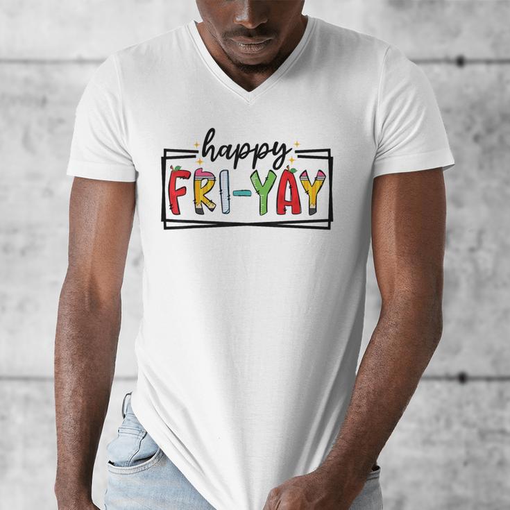 Happy Fri-Yay Friday Lovers Teacher Fri Yay Weekend Men's V-Neck T-Shirt, funny design