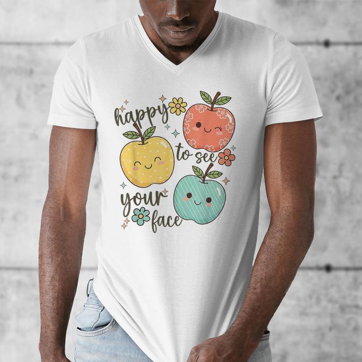 Happy To See Your Face Teacher Apple Men's V-Neck T-Shirt, funny design Happy To See Your Face Teacher Apple Men's V-Neck T-Shirt, funny design