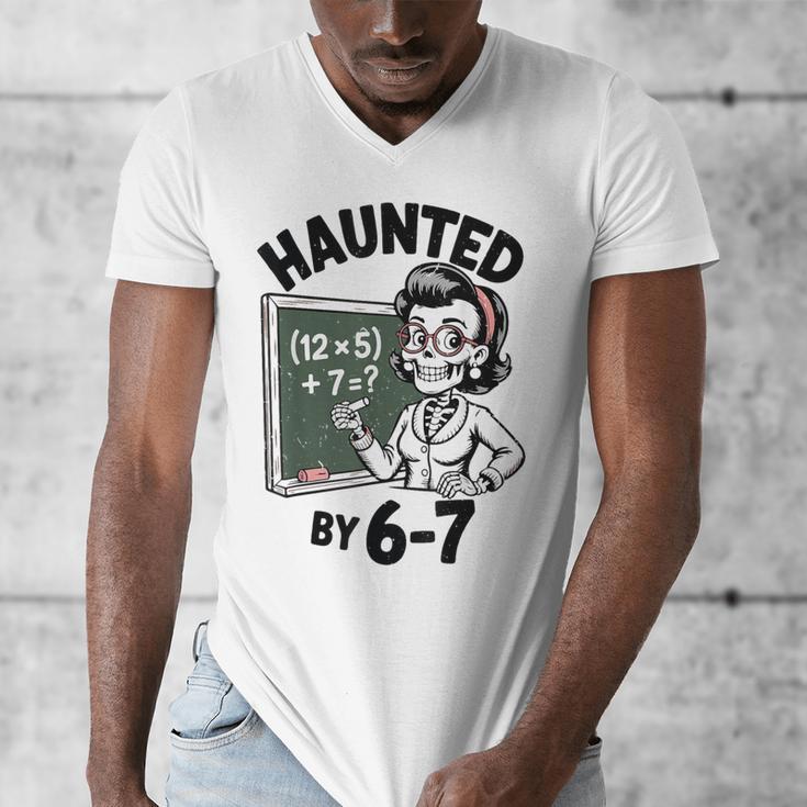 Haunted 67 Skeleton Math Teacher Halloween Costume Math Pun Men's V-Neck T-Shirt, funny design Haunted 67 Skeleton Math Teacher Halloween Costume Math Pun Men's V-Neck T-Shirt, funny design